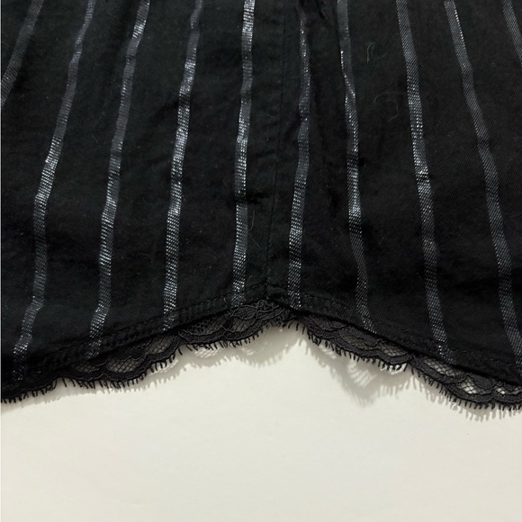 Victoria's Secret Black with Metallic Blue Stripe Button Down Sleepshirt. Size L - Picture 10 of 10